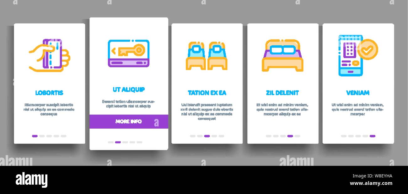 Collection Hostel Elements Vector Onboarding Stock Vector