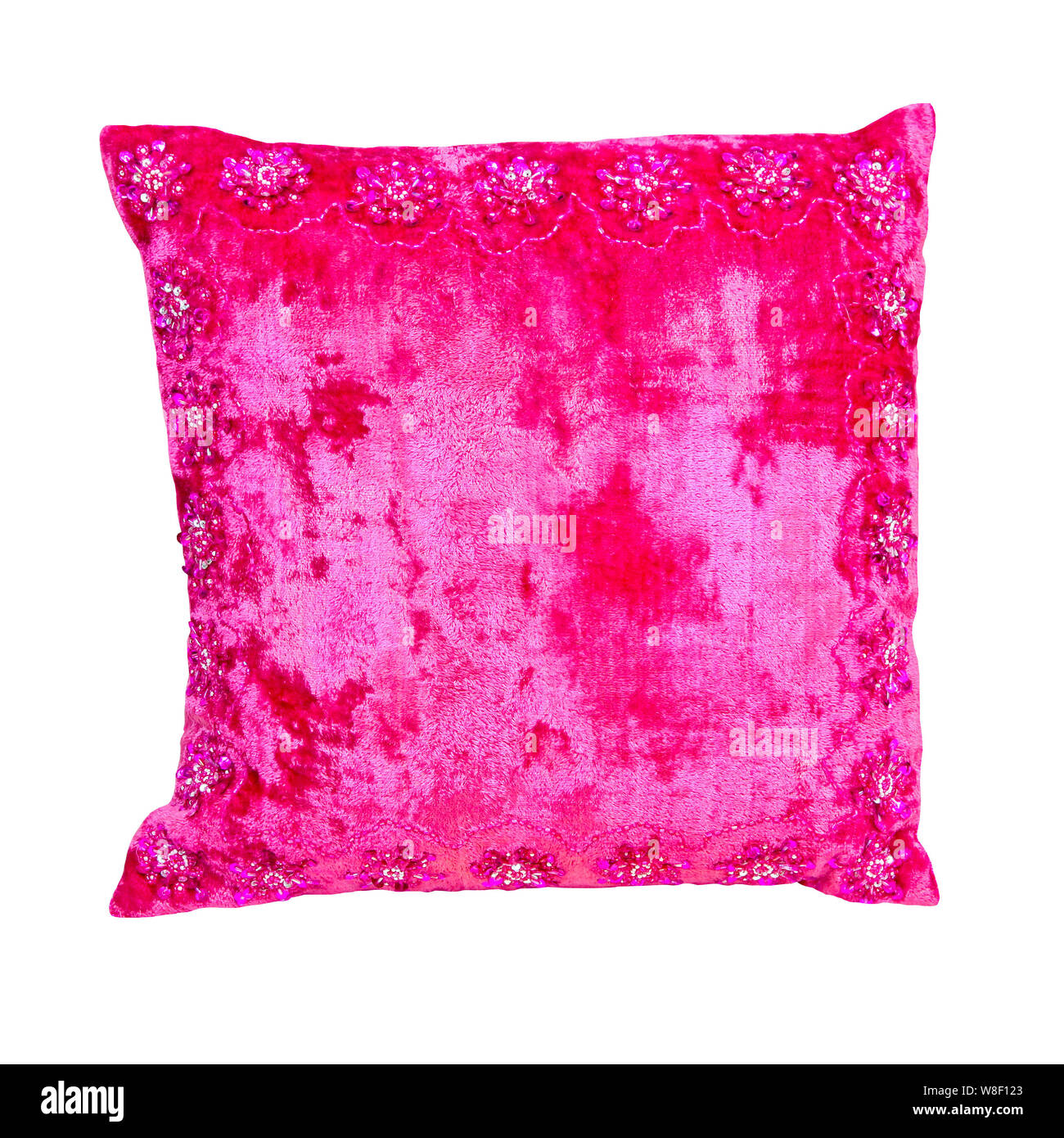Pink velvet pillow with clipping path included Stock Photo Alamy