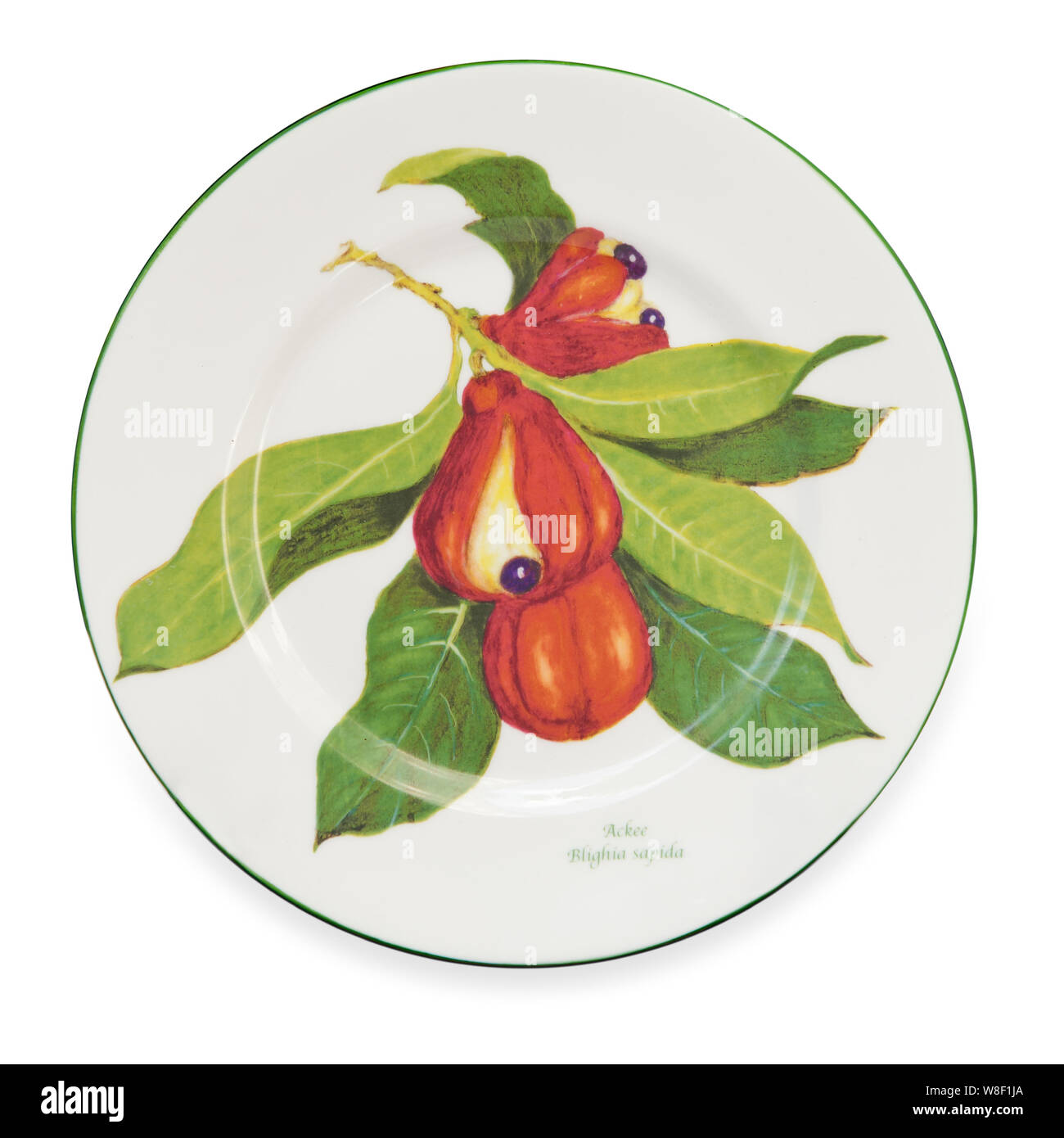 Plate from Jenny Mein's Jamaican ackee collection Stock Photo