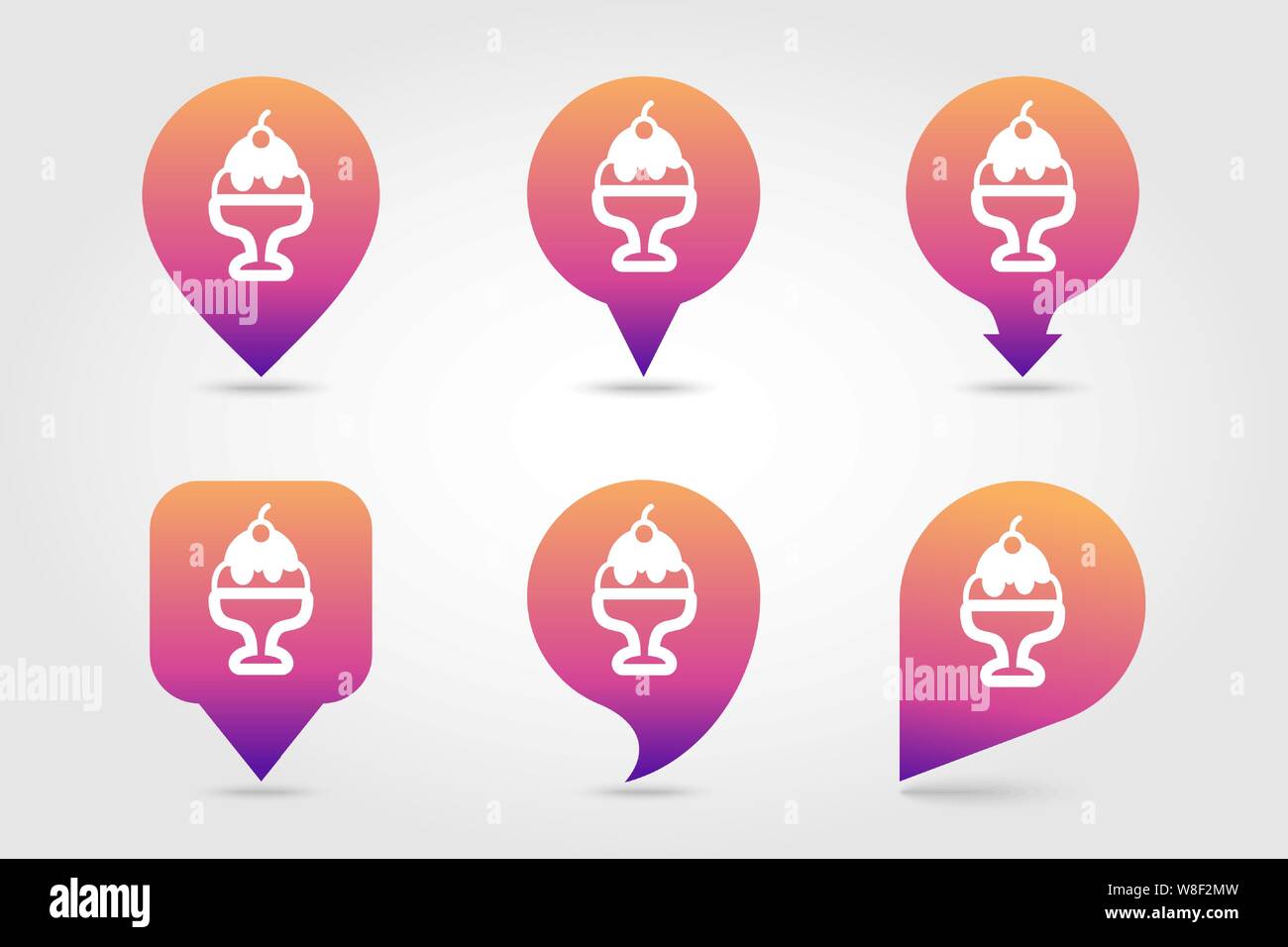 Ice Cream vector pin map icon. Map pointer. Summer Map markers. Holiday. Summertime. Vacation, eps 10 Stock Vector
