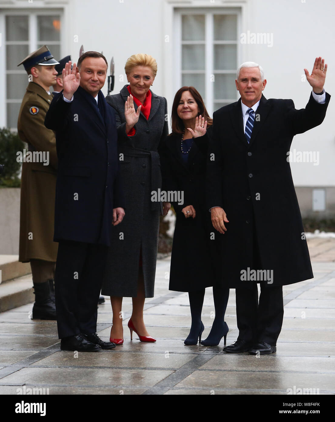 Warszawa, 13.02.2019. U.S. Vice President Mike Pence, his wife Karen,  Polish President Andrzej Duda and