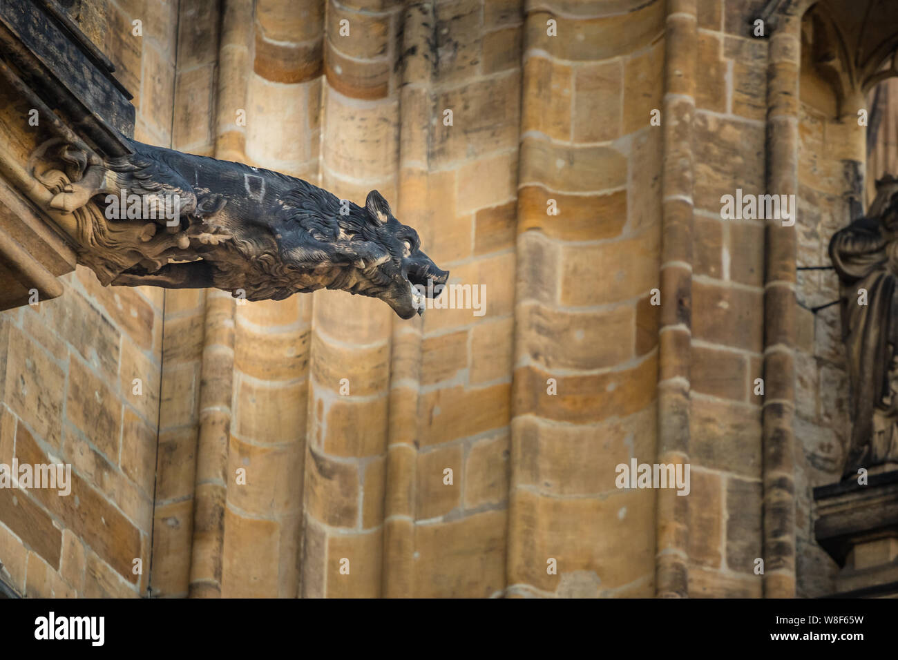 One of gargoyles of St. Vitus cathedral in Prague Stock Photo