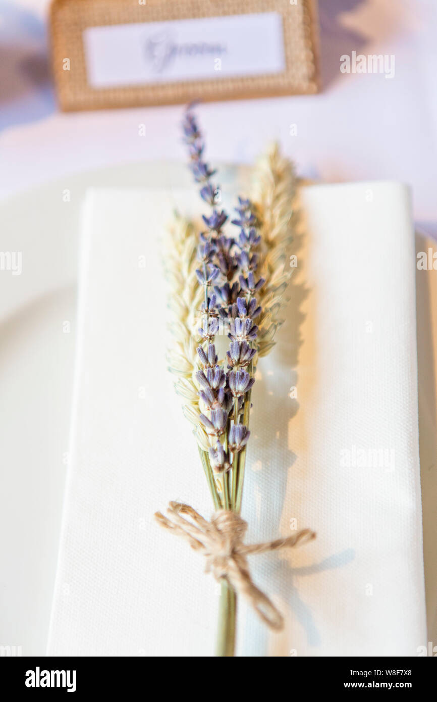 Dried Floral Wedding Reception Table Decorations Stock Photo Alamy