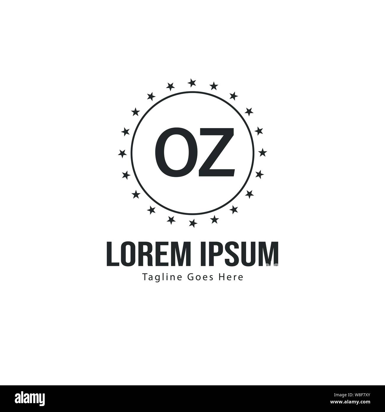 Initial OZ logo template with modern frame. Minimalist OZ letter logo ...