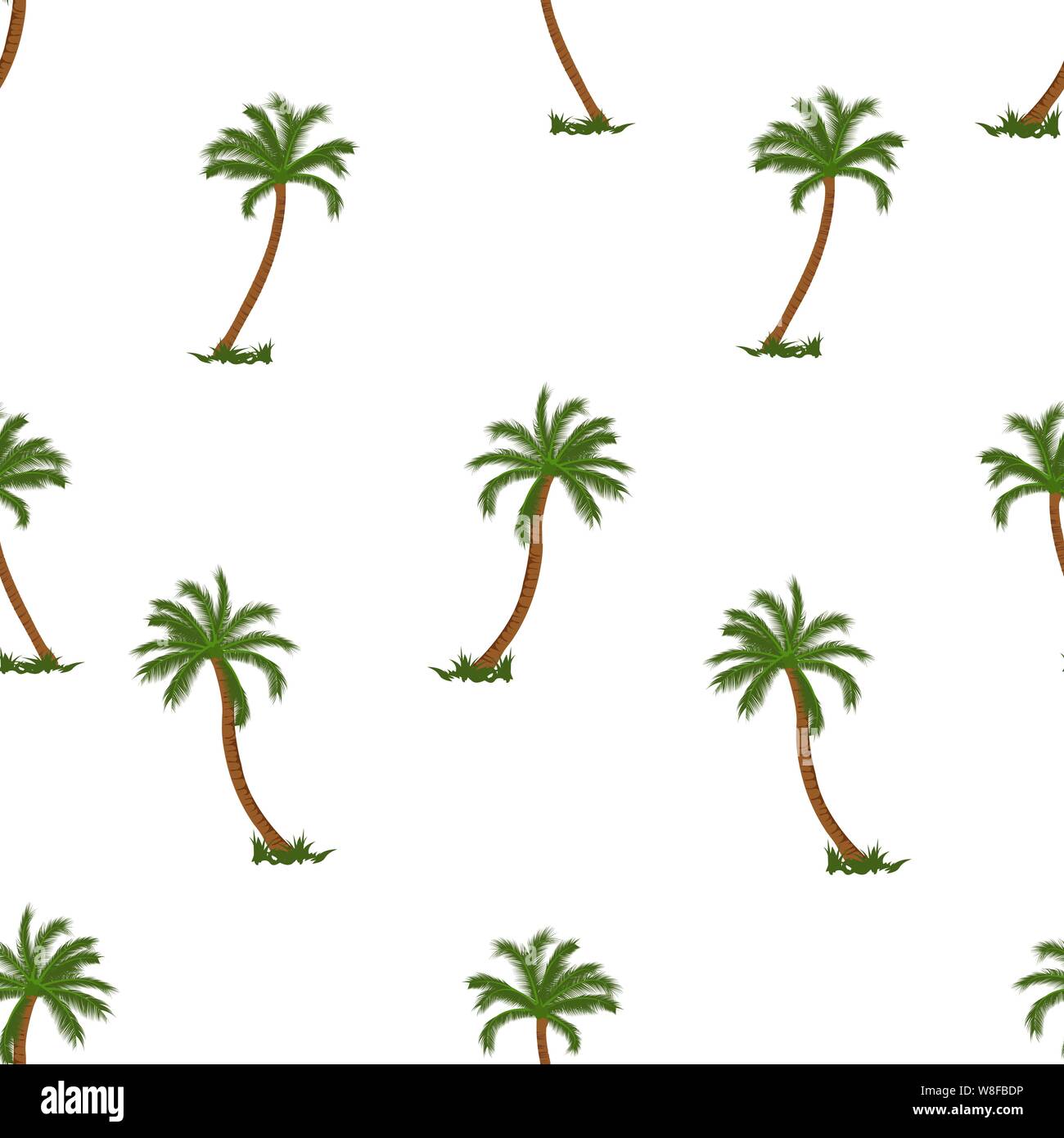 Coconut palm tree seamless pattern vector illustrations on white ...