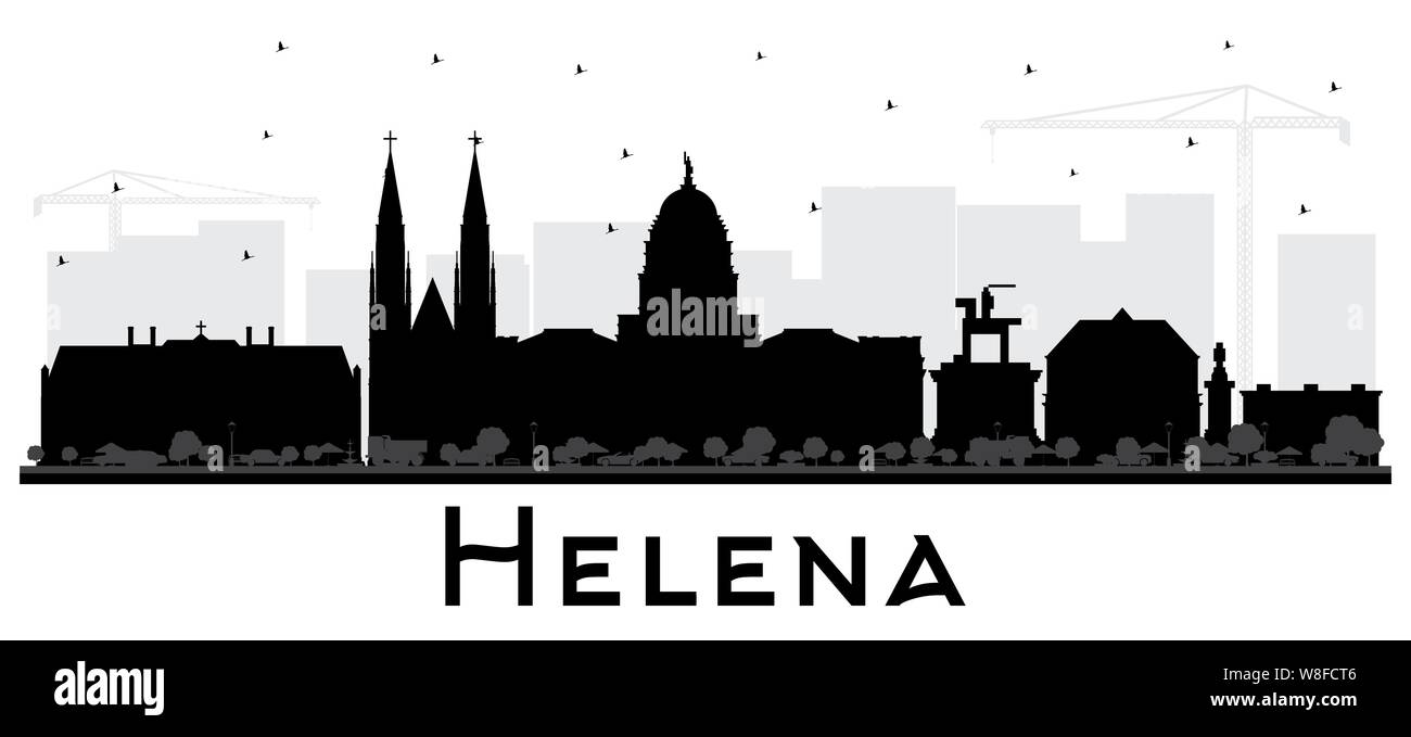 Helena Montana City Skyline Silhouette with Black Buildings Isolated on White. Vector Illustration. Stock Vector