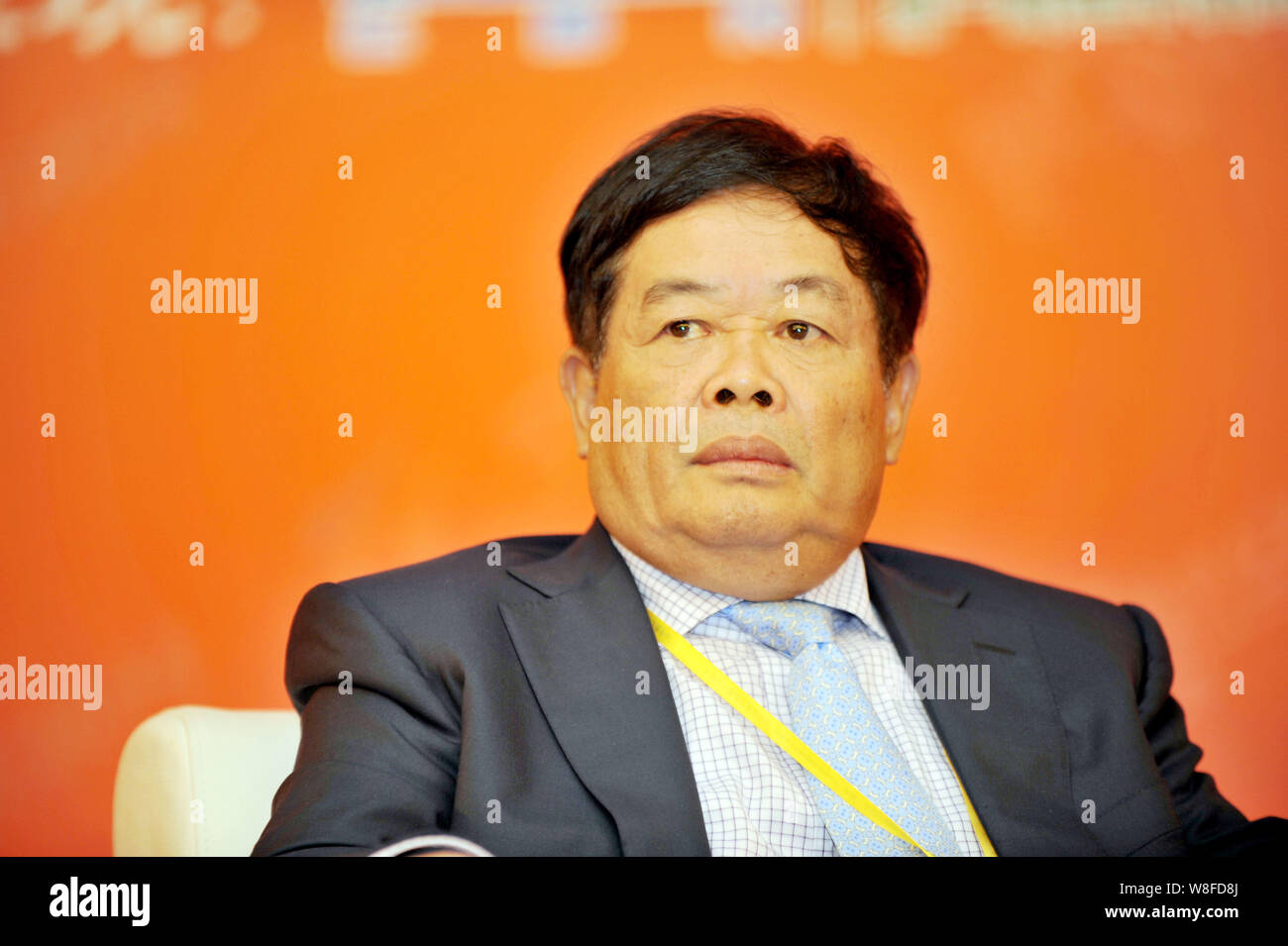 --FILE--Cho Tak Wong (Cao Dewang), Chairman of Fuyao Group and Chairman of Fuyao Glass Industry Group Co., Ltd., attends a conference in Xiamen city, Stock Photo