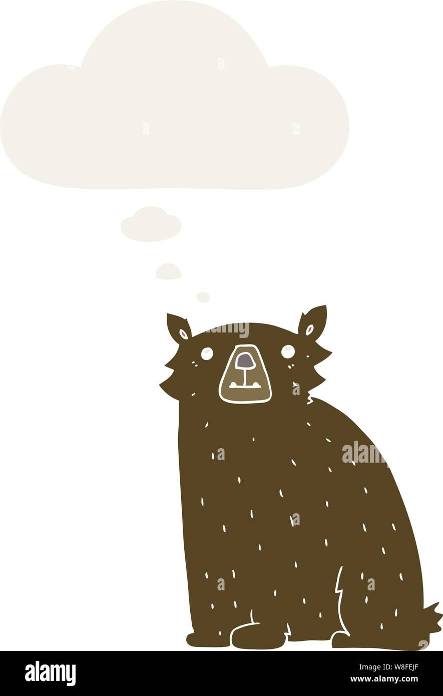 cartoon bear with thought bubble in retro style Stock Vector