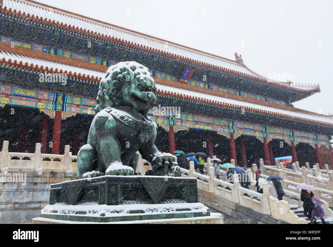 View of the Palace Museum, also known as the Forbidden City, in the snow in Beijing, China, 22 November 2015.   The Forbidden City (Palace Museum), a Stock Photo