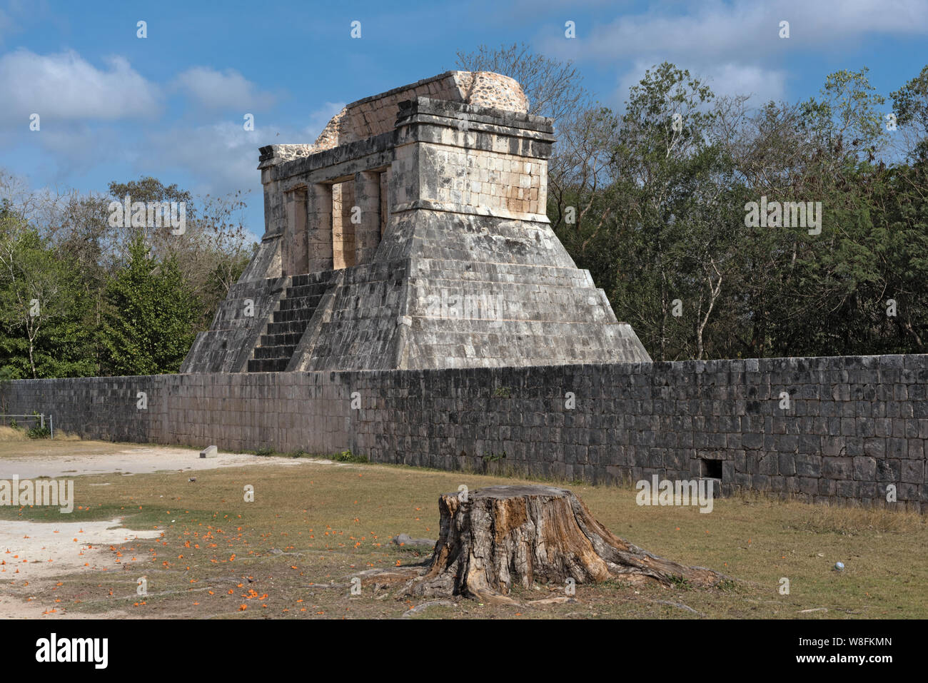 the temple of the bearded man in chichen itza mexico Stock Photo