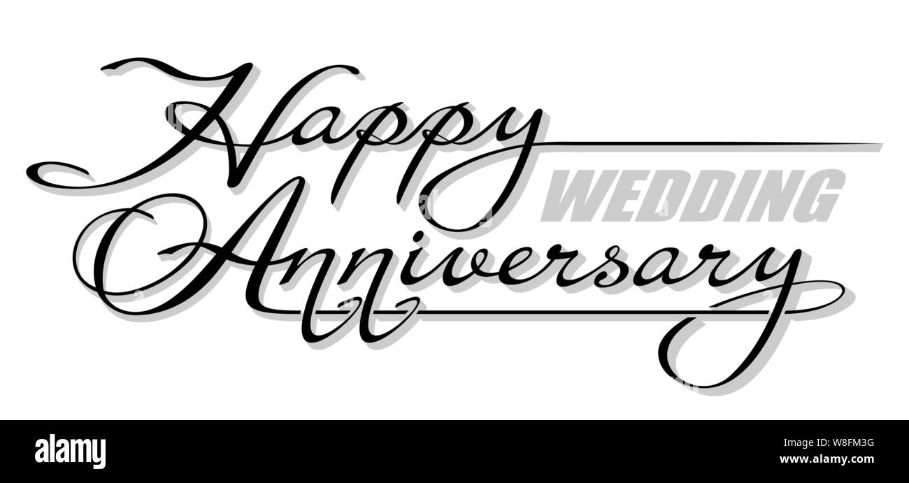 Underscore Handwritten Text Happy Wedding Anniversary With Shadow