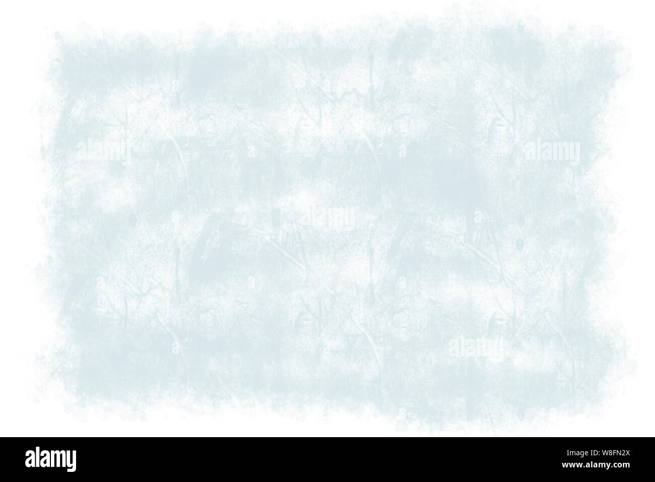 ice blue hand drawn rough cement wall tile background pattern with curvy lines and irregular white border Stock Photo