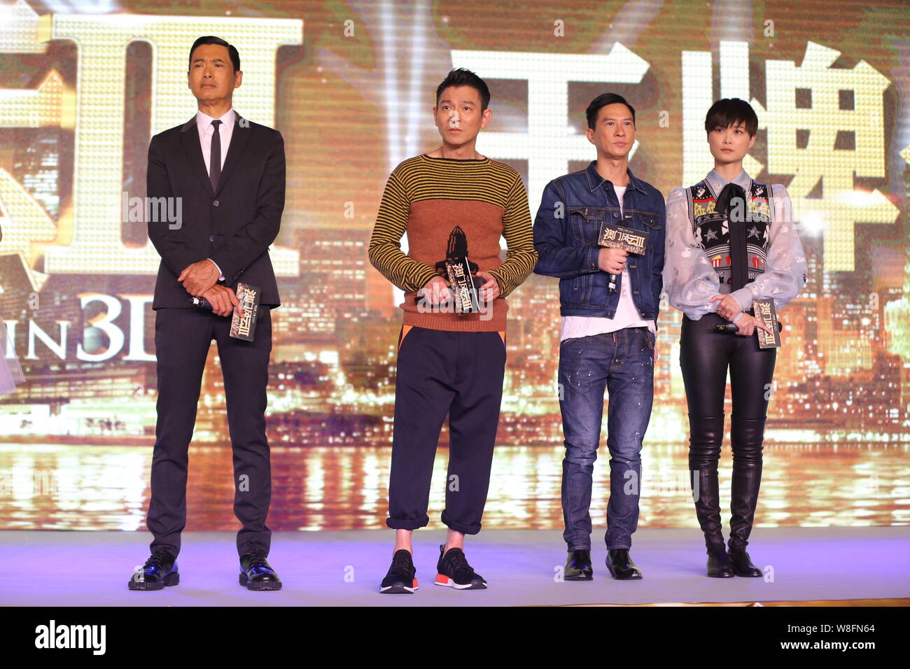 Mickychu (From left) Hong Kong actors Chow Yun-fat, Andy Lau and Nick Cheung and ...