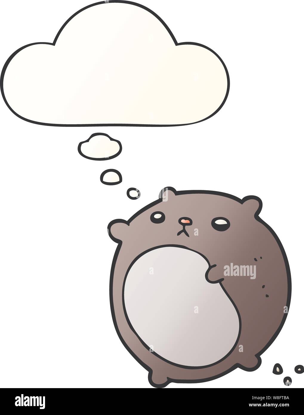 cartoon bear with thought bubble in smooth gradient style Stock Vector