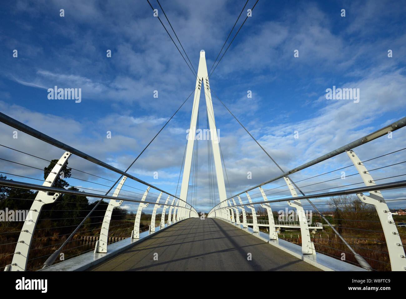The Greenway shared pedestrian & cycle bridge, Hereford. Stock Photo