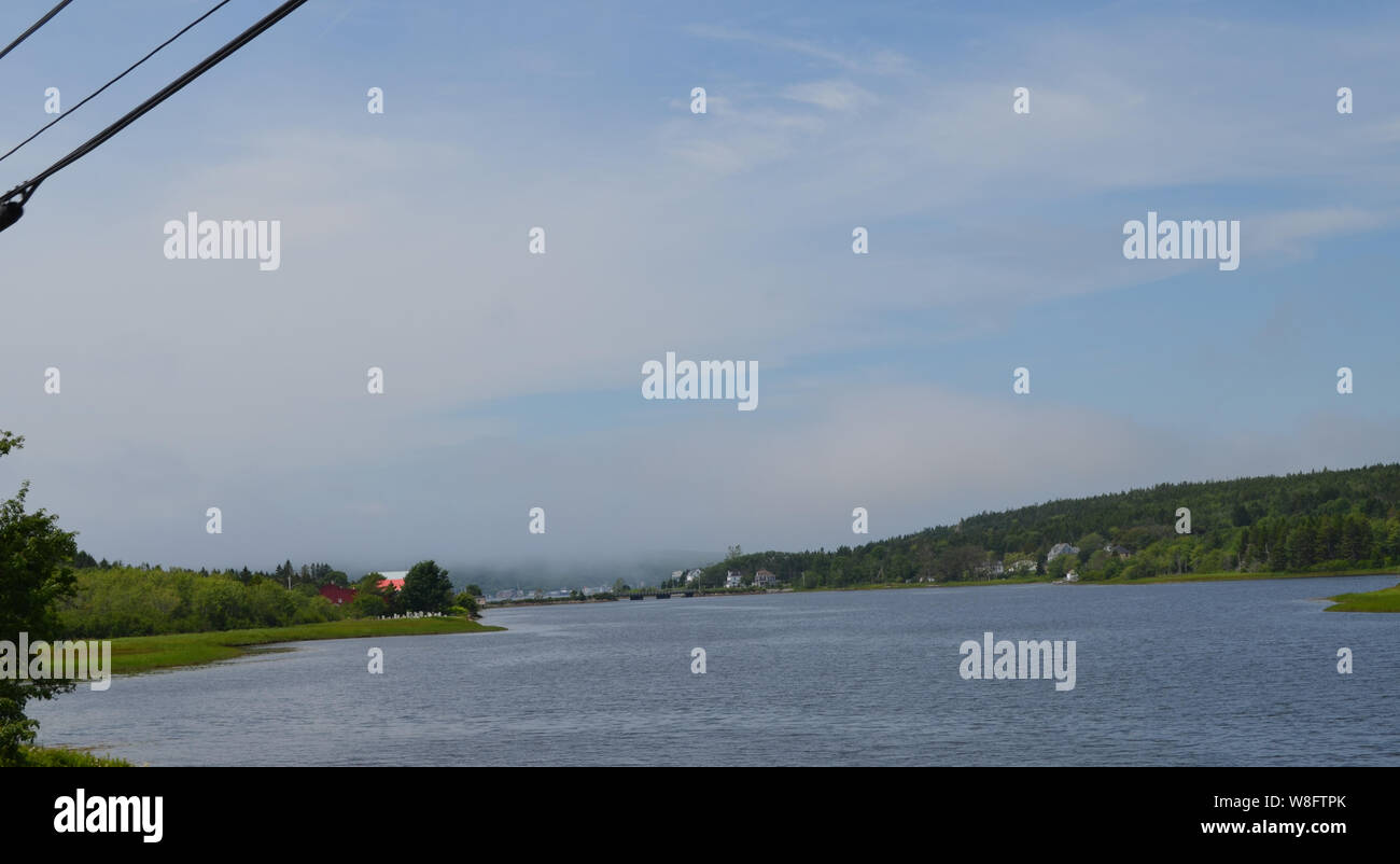 Summer in Nova Scotia Fog at the Mouth of Lahave River Stock Photo Alamy