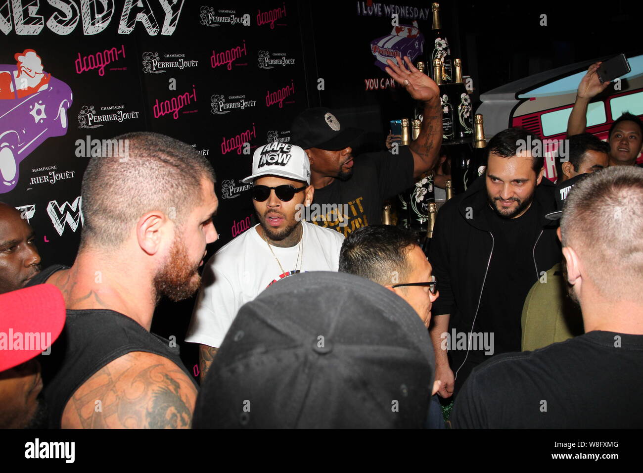 American Singer And Actor Chris Brown Center In White Tee Shirt
