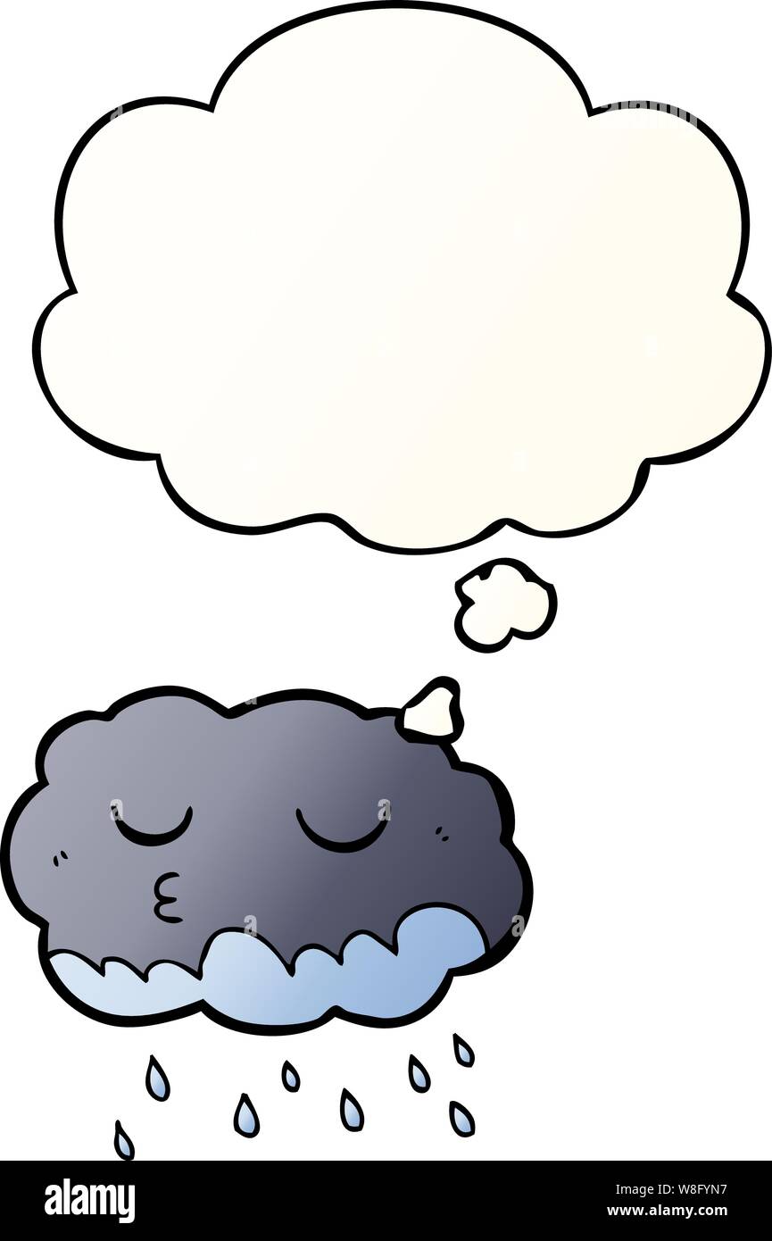 cartoon rain cloud with thought bubble in smooth gradient style Stock ...
