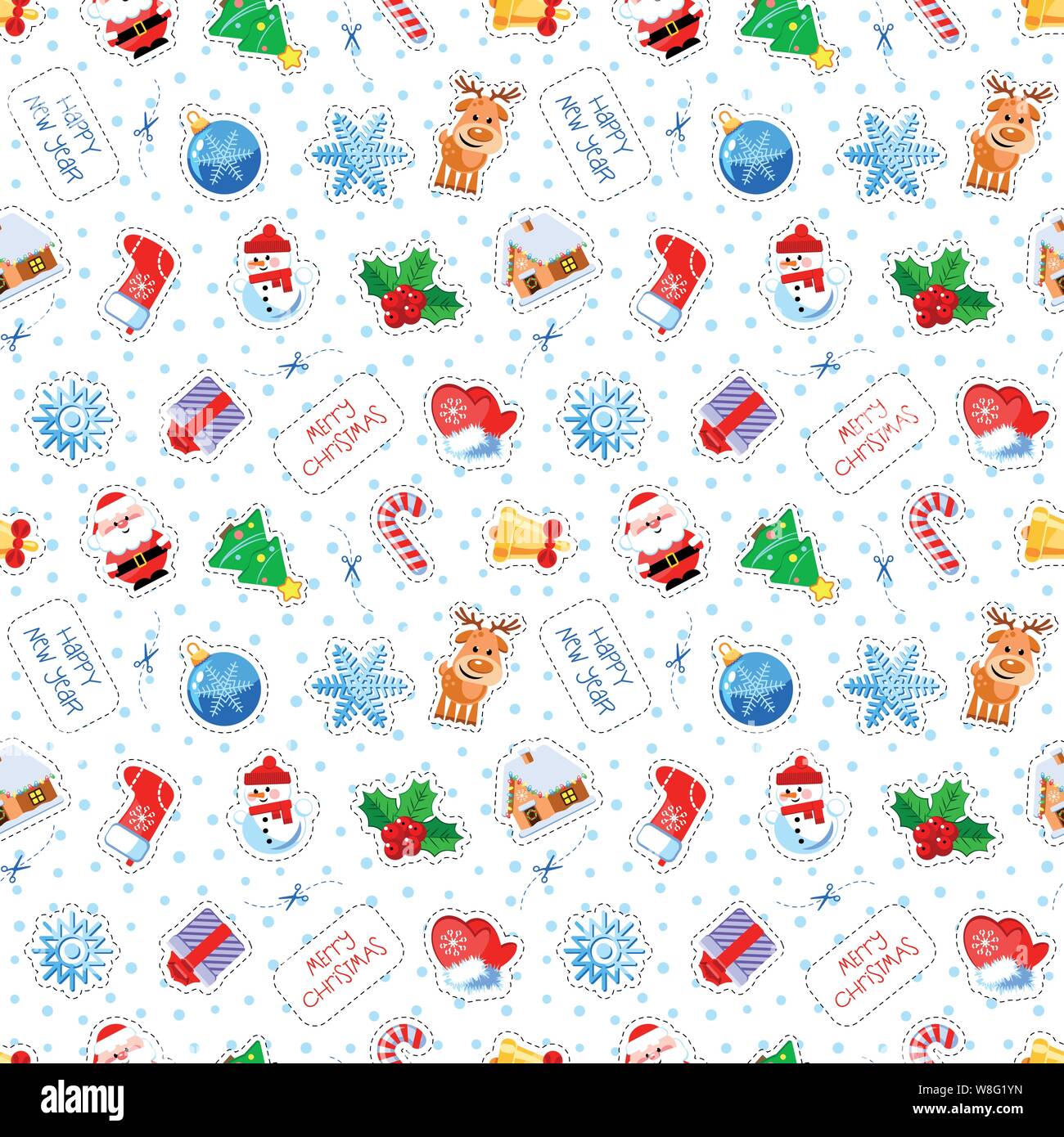 Christmas seamless pattern with funny cartoon characters. Good for ...