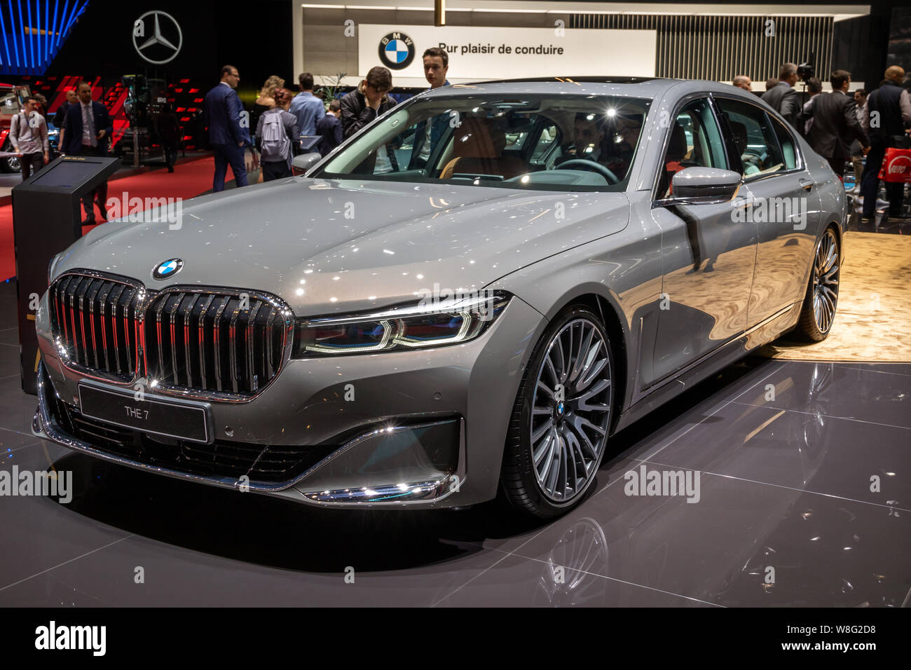 GENEVA, SWITZERLAND - MARCH 6, 2019: BMW 7 Series car showcased at the 89th Geneva International Motor Show. Stock Photo