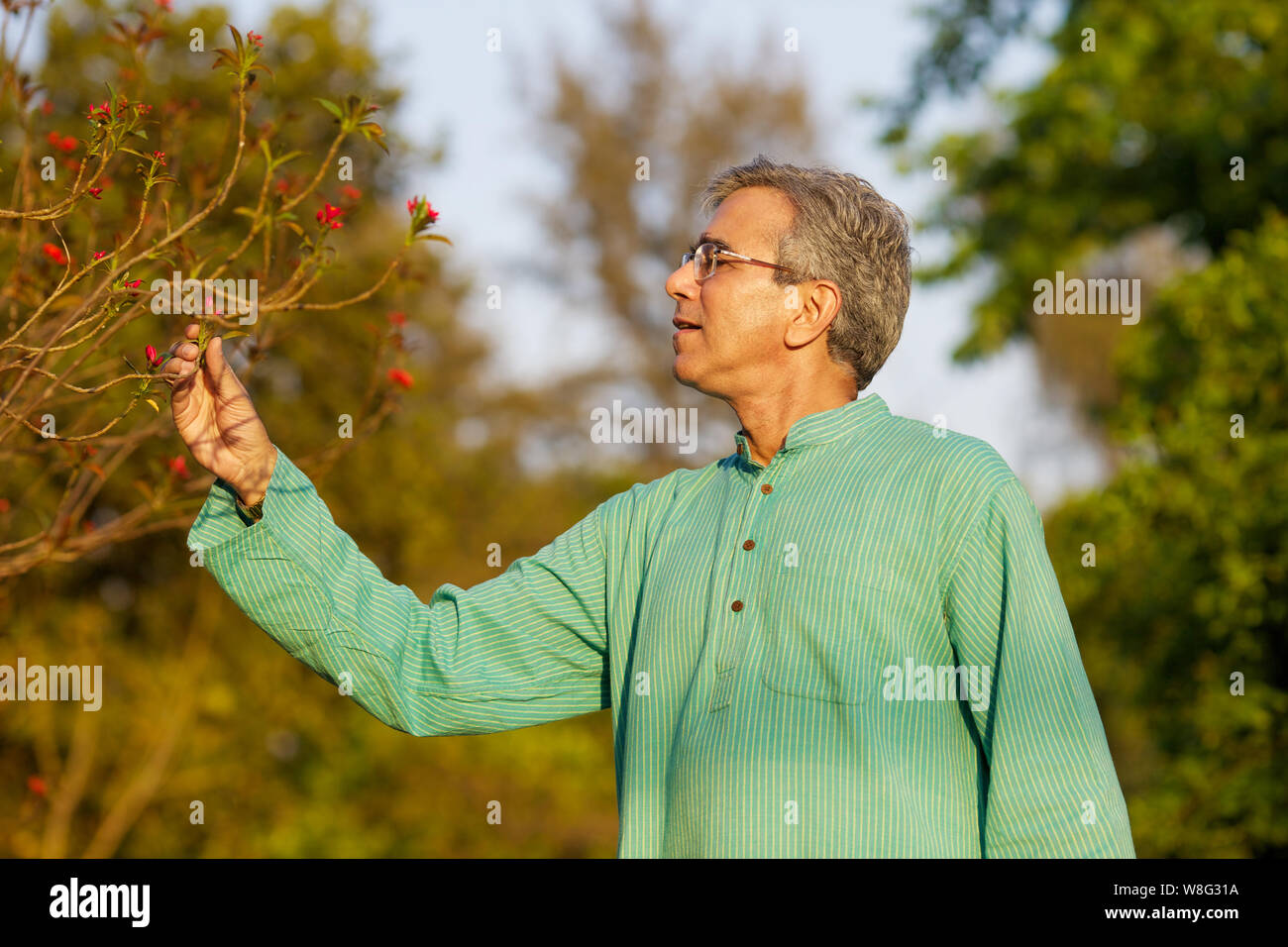 Adult smelling tree branch hi-res stock photography and images - Alamy