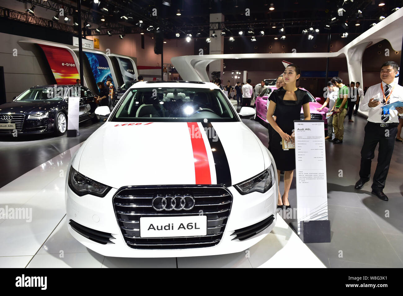 --FILE--An Audi A6L is displayed during an auto show in Yiwu city, east Chinas Zhejiang province, 8 May 2015.    Germany's Audi will enhance connected Stock Photo