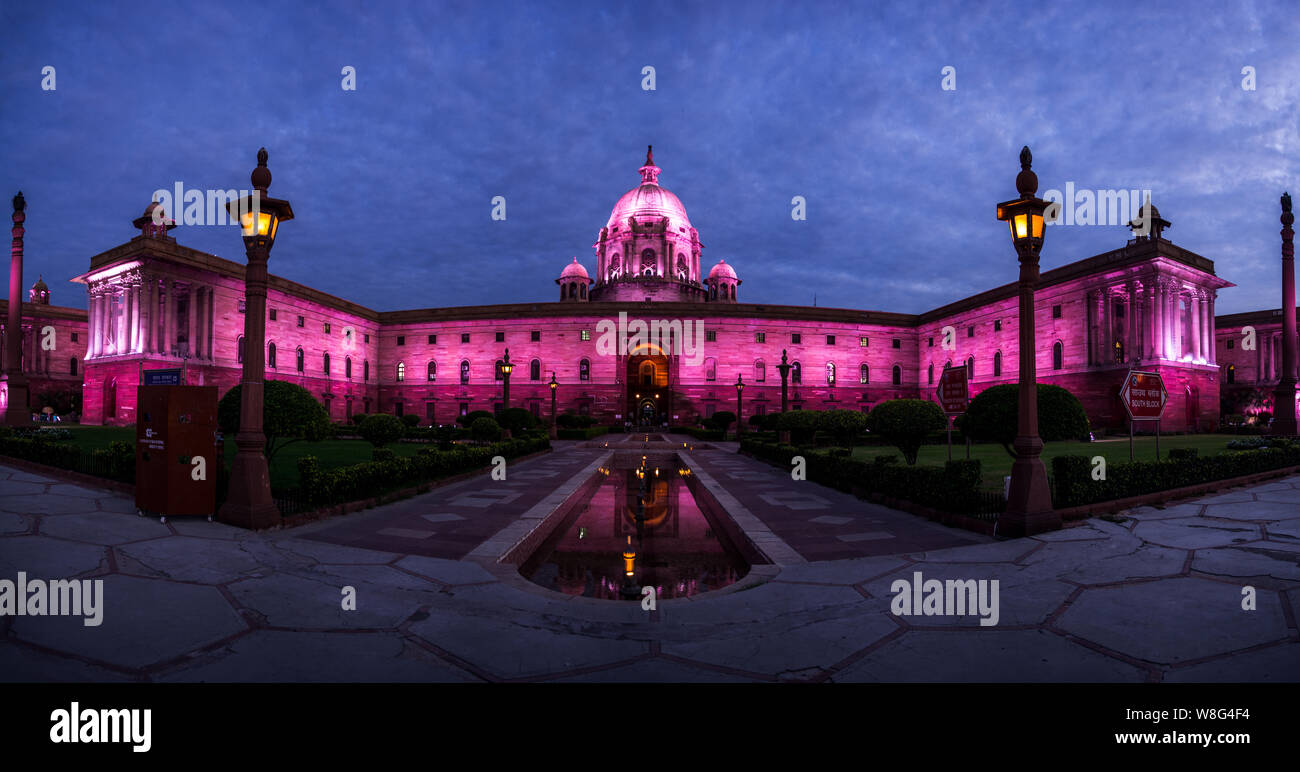 Panoramic View of the Illuminated South Block, Rashtrapati Bhavan, Delhi Stock Photo Alamy