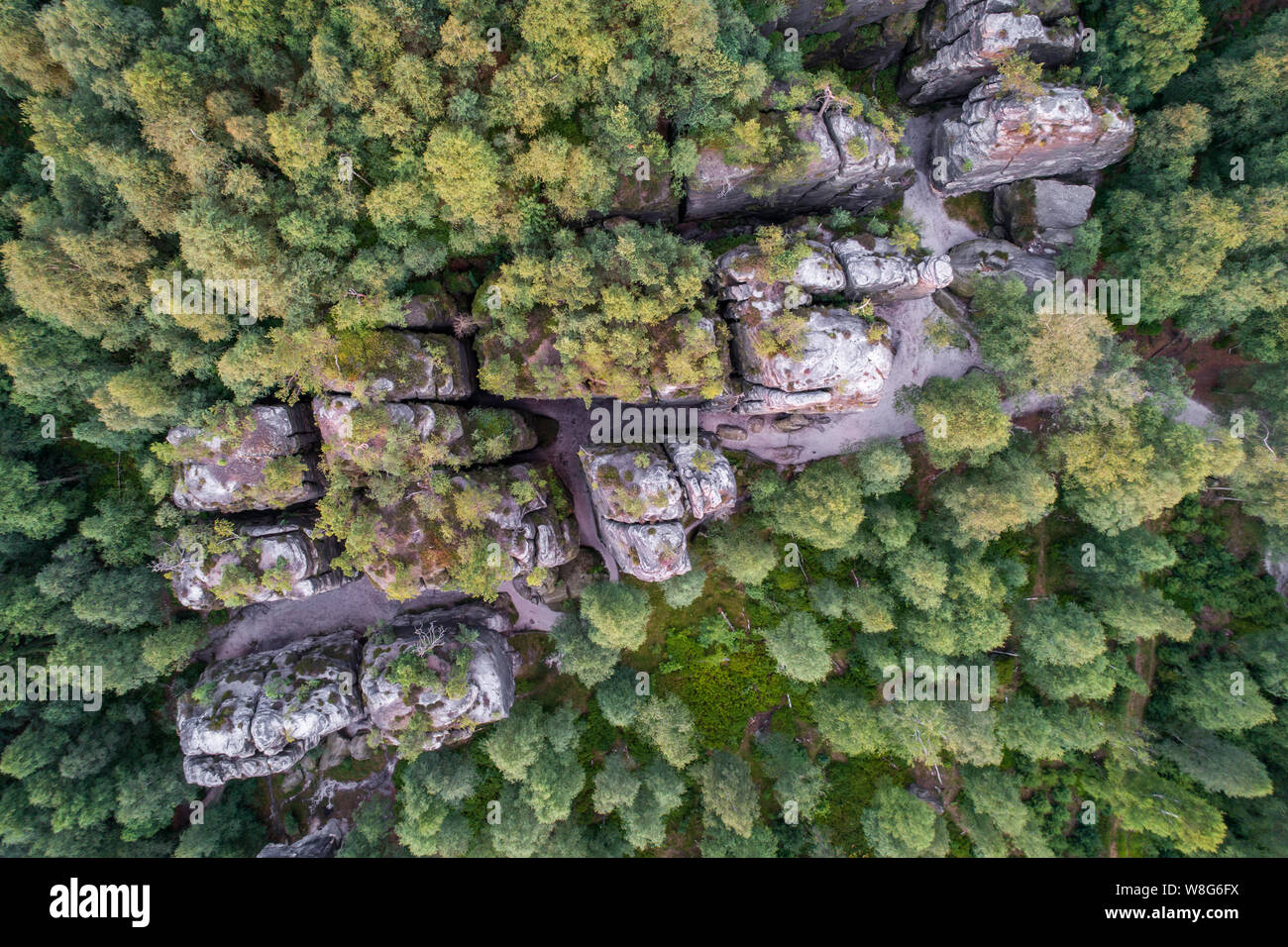 The Tisa Rocks or Tisa Walls are a well-known group of rocks in the western Bohemian Switzerland not far from its topographical boundary with the Ore Stock Photo