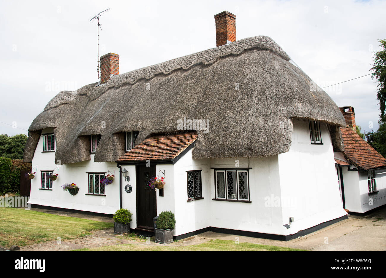 A Thatched cottage in Wethersfield, Essex. Stock Photo