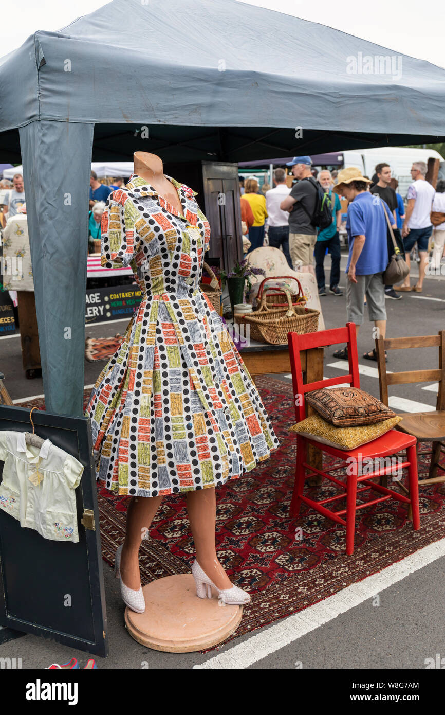 Vintage collectables for sell at Frome Sunday Market, Frome Somerset, England, UK Stock Photo