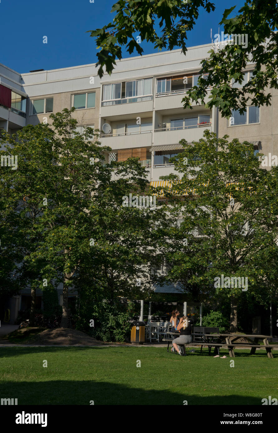 Garden in a social housing apartment complex in Stockholm,Sweden Stock ...