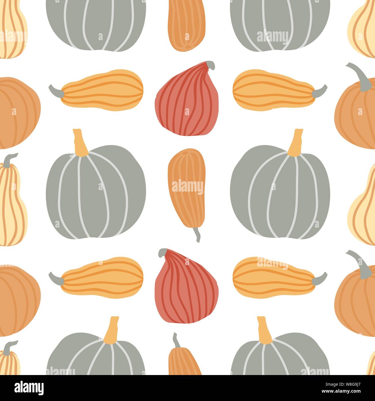 Hand draw Pumpkin Seamless Pattern in simple Doodle Style Vector ...