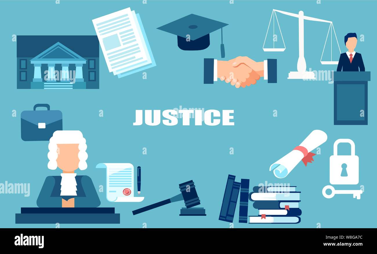 Justice and law system concept vector elements Stock Vector