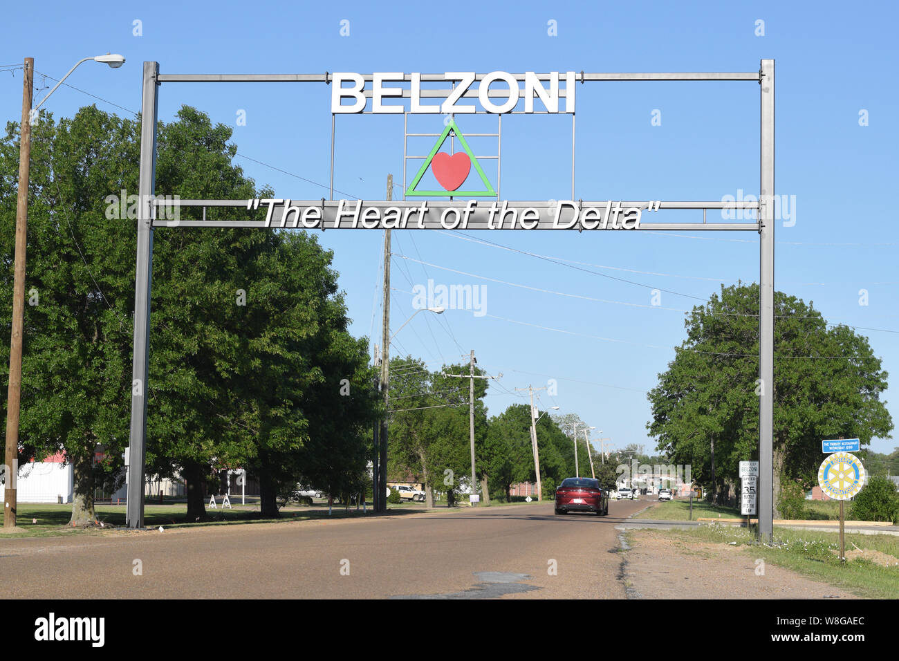 Sign at the entrance of Belzoni Mississippi, "The HEart of the Delta