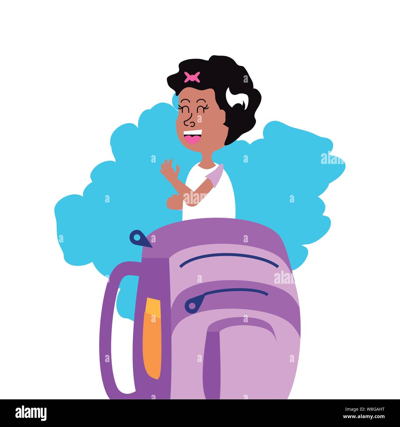 cute little student girl in school bag vector illustration design Stock ...