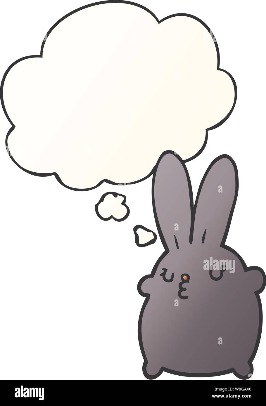 cute cartoon rabbit with thought bubble in smooth gradient style Stock ...