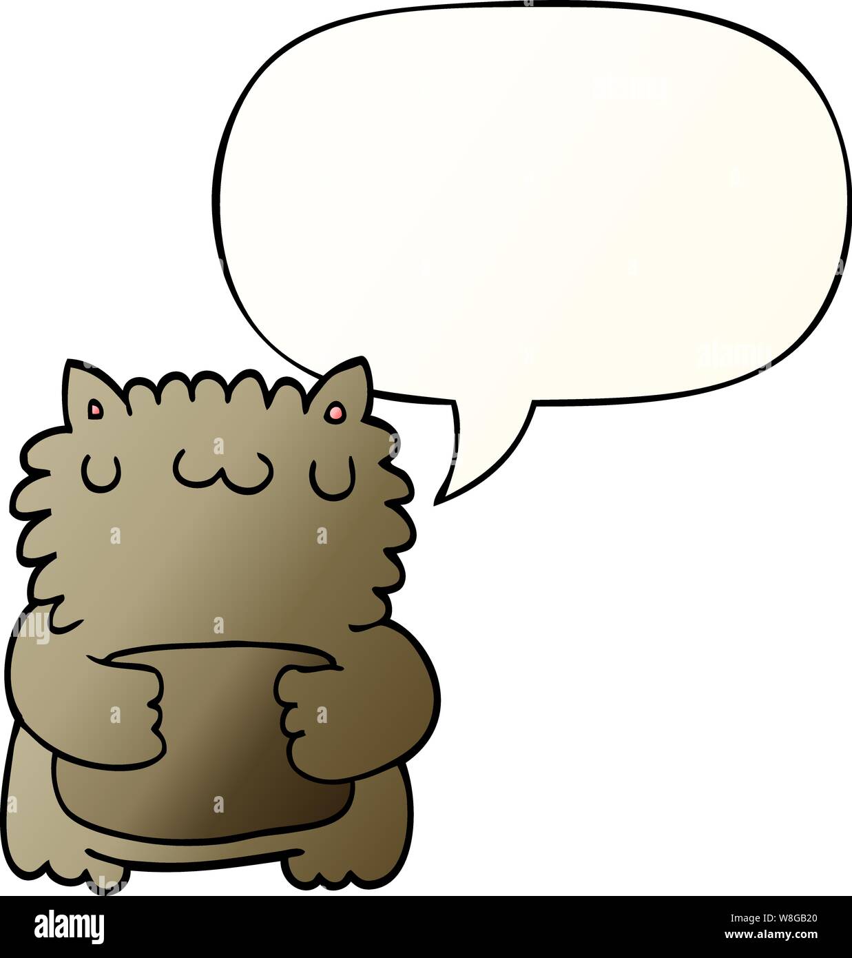 cartoon bear with speech bubble in smooth gradient style Stock Vector