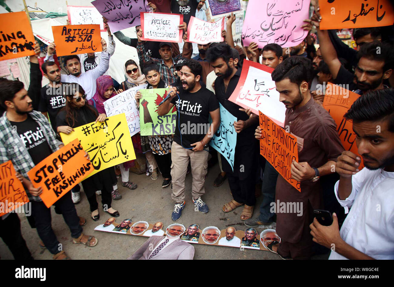 Karachi Pakistan 9th Aug 19 Members Of Fix It Organization Are Holding Protest Demonstration Against Indian Forces And Government Aggression And Express Their Solidarity To Kashmiri People At Karachi Press Club On Karachi Pakistan 9th Aug 19 Members Of Fix It Organization Are Holding Protest Demonstration Against Indian Forces And Government Aggression And Express Their Solidarity To Kashmiri People At Karachi Press Club On