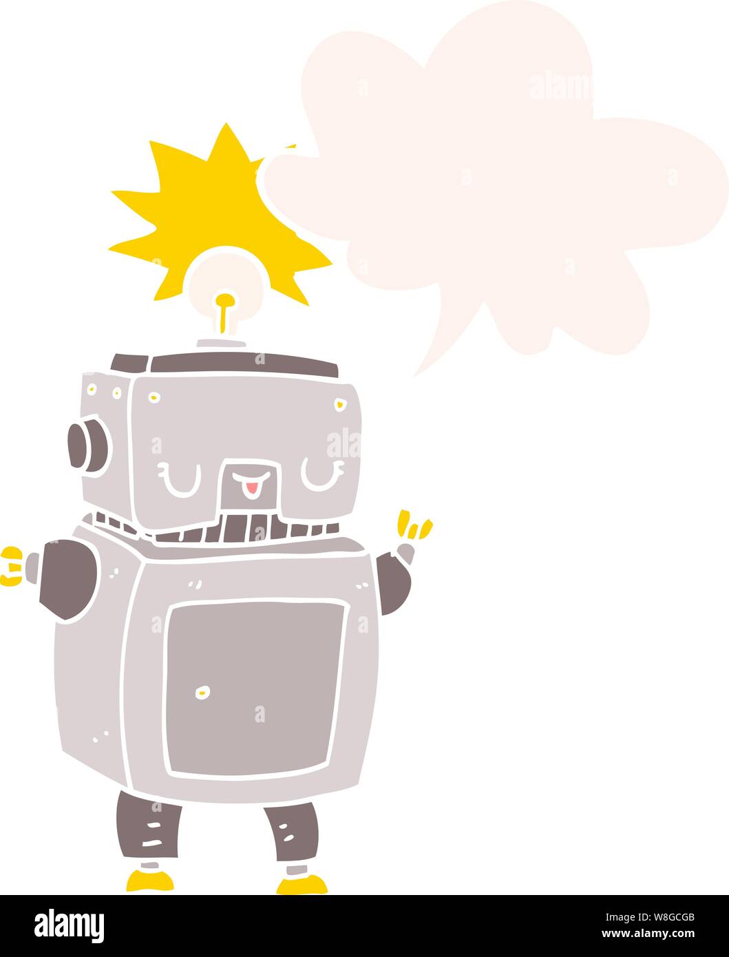 cartoon robot with speech bubble in retro style Stock Vector Image ...