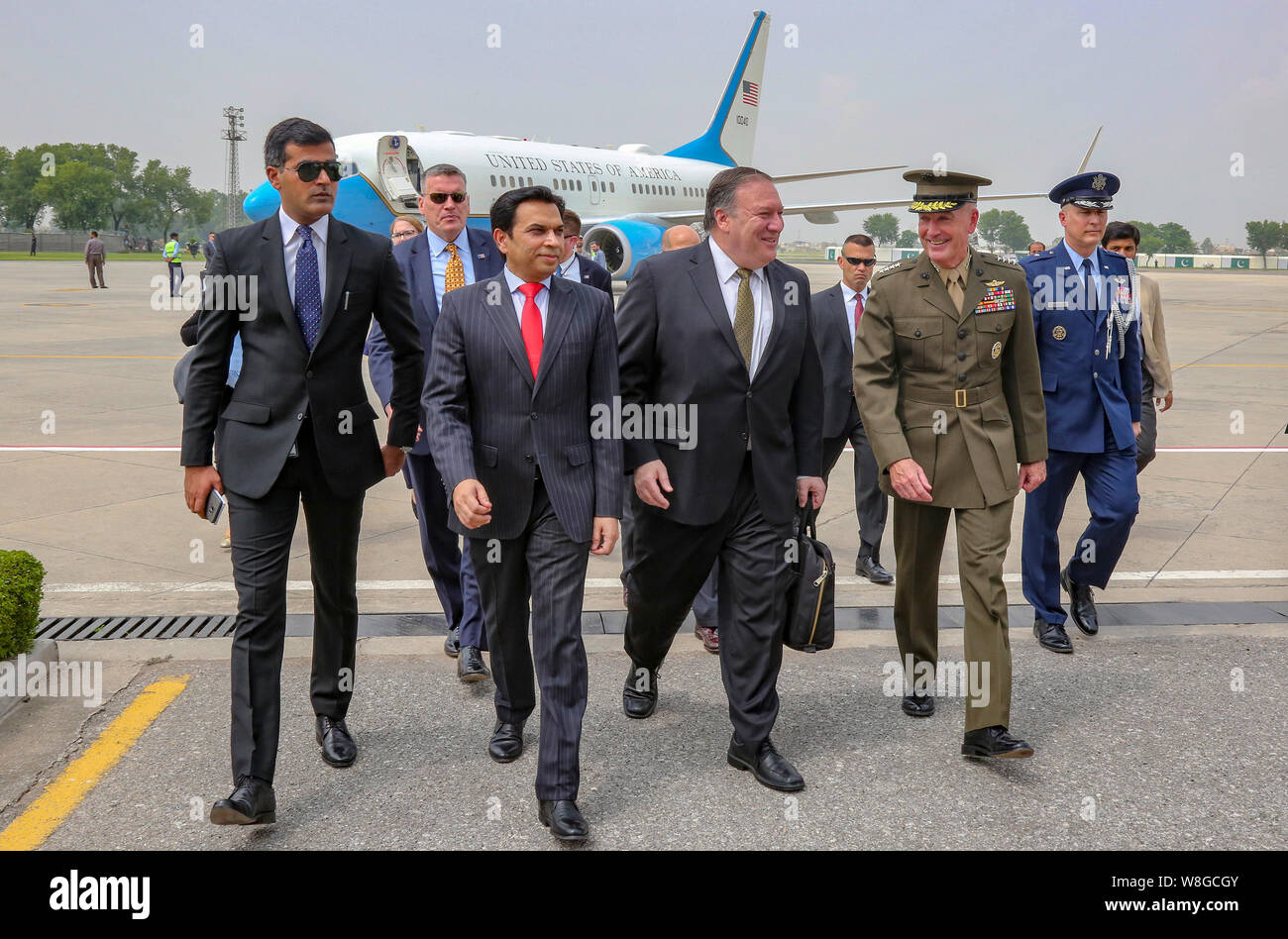 U.S. Secretary of State Michael R. Pompeo arrives in Islamabad, Pakistan on September 5, 2018. Stock Photo