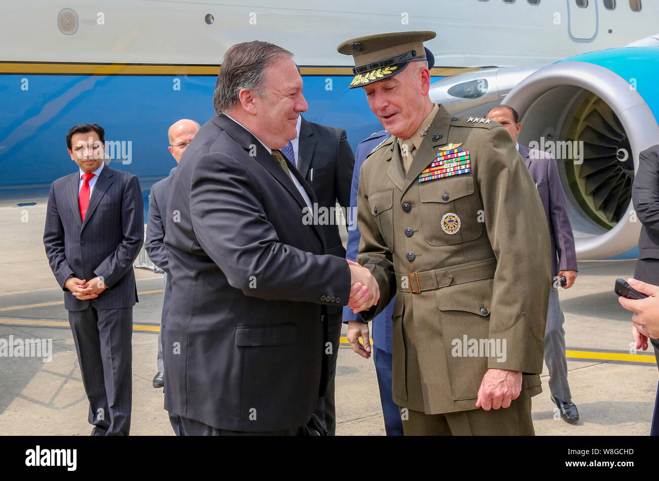 U.S. Secretary of State Michael R. Pompeo arrives in Islamabad, Pakistan on September 5, 2018. Stock Photo