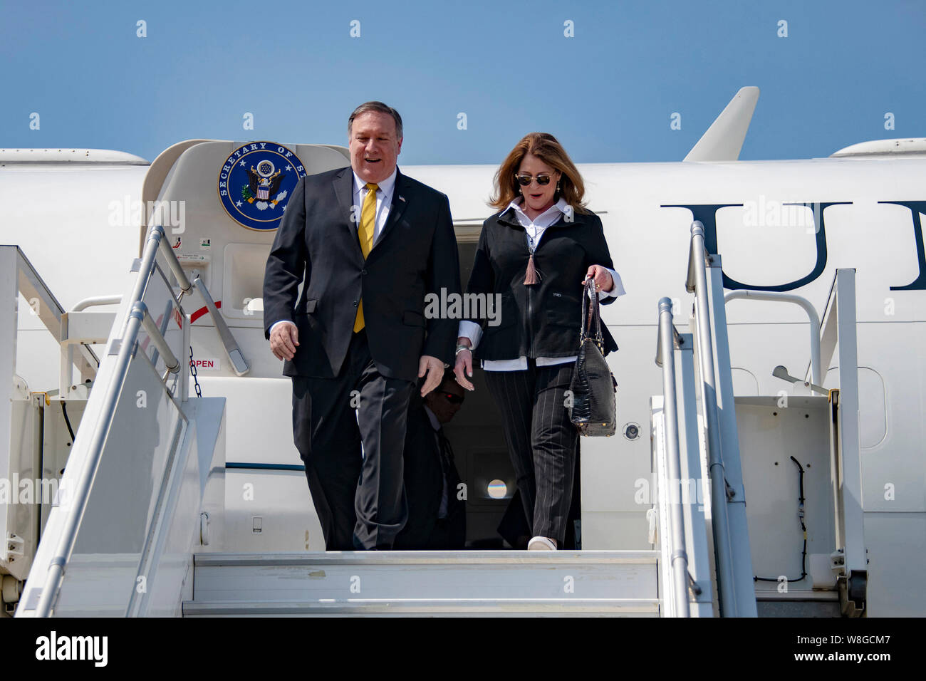 U.S. Secretary of State Michael R. Pompeo and Mrs. Susan Pompeo arrive in Beirut, Lebanon on March 22, 2019. Stock Photo
