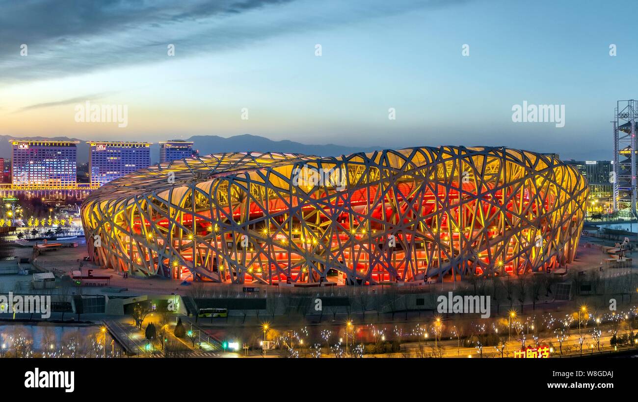 Night View Of The Beijing National Stadium, Back, Also Known As The ...