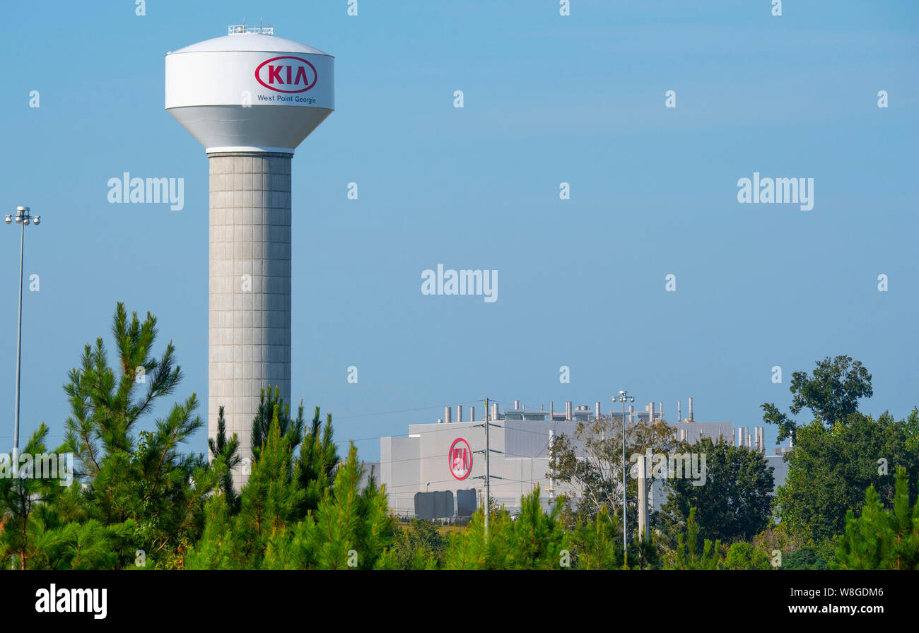 Water tower outside the Kia car manufacturing plant in West Point