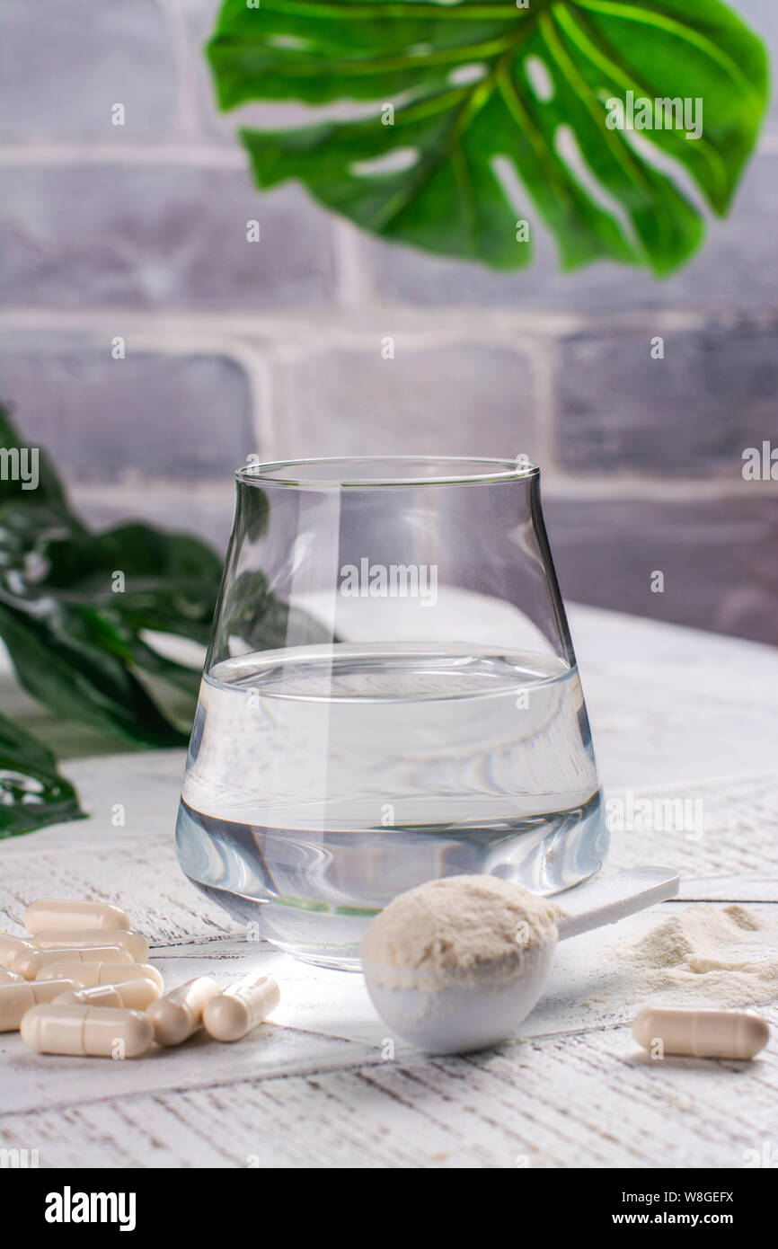 Collagen powder and pills Stock Photo Alamy