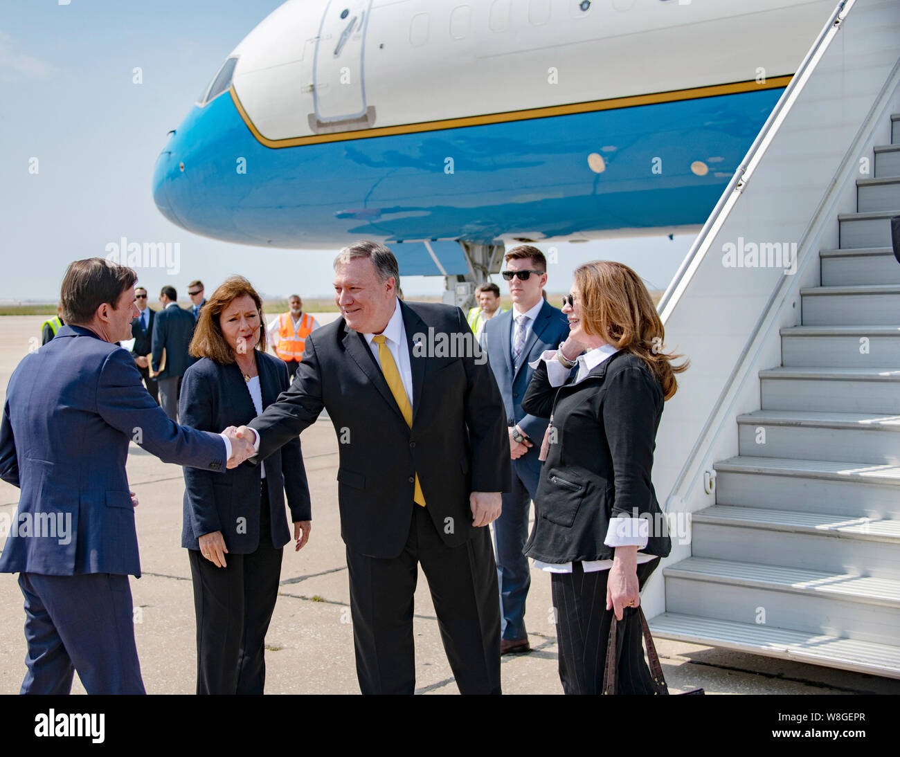 U.S. Secretary of State Michael R. Pompeo and Mrs. Susan Pompeo arrive in Beirut, Lebanon on March 22, 2019 Stock Photo