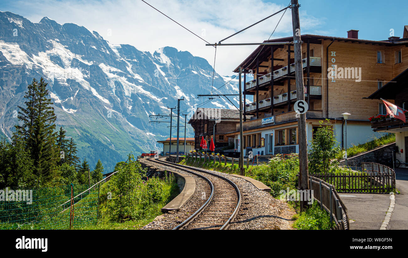 Mountain railroad Lauterbrunnen . Murren in the Swiss Alps - THE SWISS ...