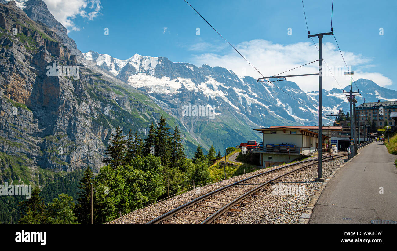 Mountain railroad Lauterbrunnen . Murren in the Swiss Alps - THE SWISS ...