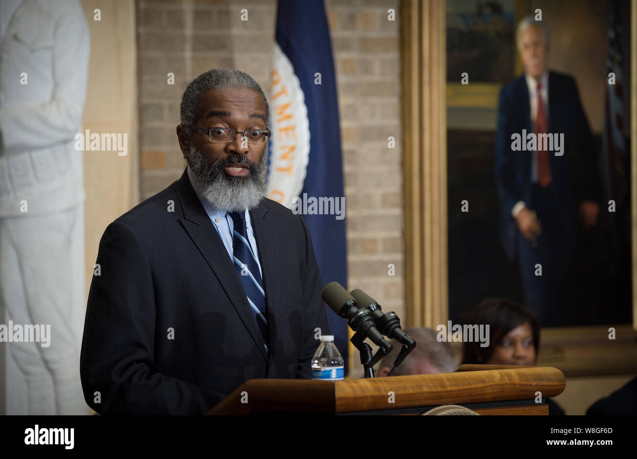 U.S. Department of Agriculture (USDA) Assistant Secretary for Administration Dr. Gregory Parham is the special speaker, during the Feds Feed Families Stock Photo