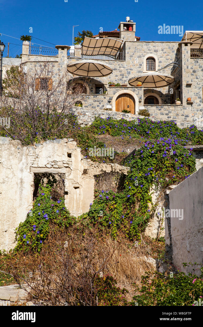 Traditional houses and old buildings at the village of Anatoli, Crete Stock Photo